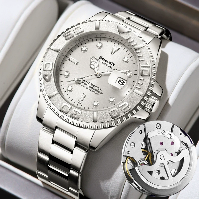 Men's Alloy Business Style Round Dial Fullautomatic Fake Mechanical Hollow Waterproof Luminous Calendar Watch - Image 2