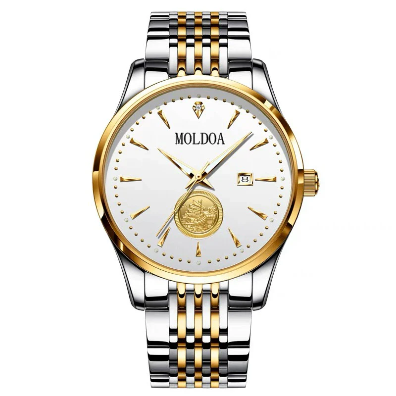 Men's Alloy Business Style Round Dial Smooth Fullautomatic Hollow Movement Luminous Calendar Tide Waterproof Watch - Image 5
