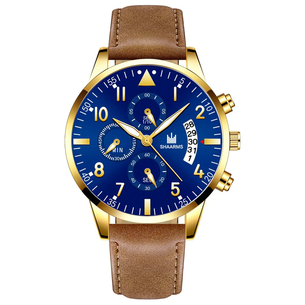 Men's Alloy Case Imitation Leather Strap Business Casual Quartz Watch With Round Dial - Image 13