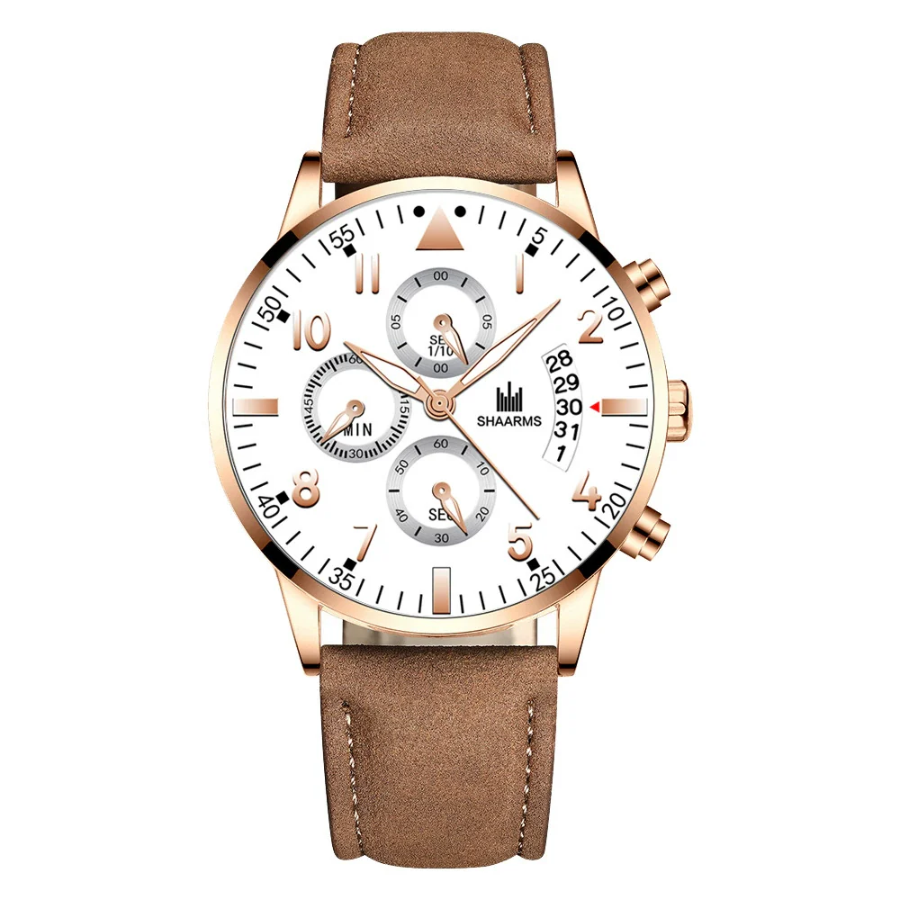 Men's Alloy Case Imitation Leather Strap Business Casual Quartz Watch With Round Dial - Image 14