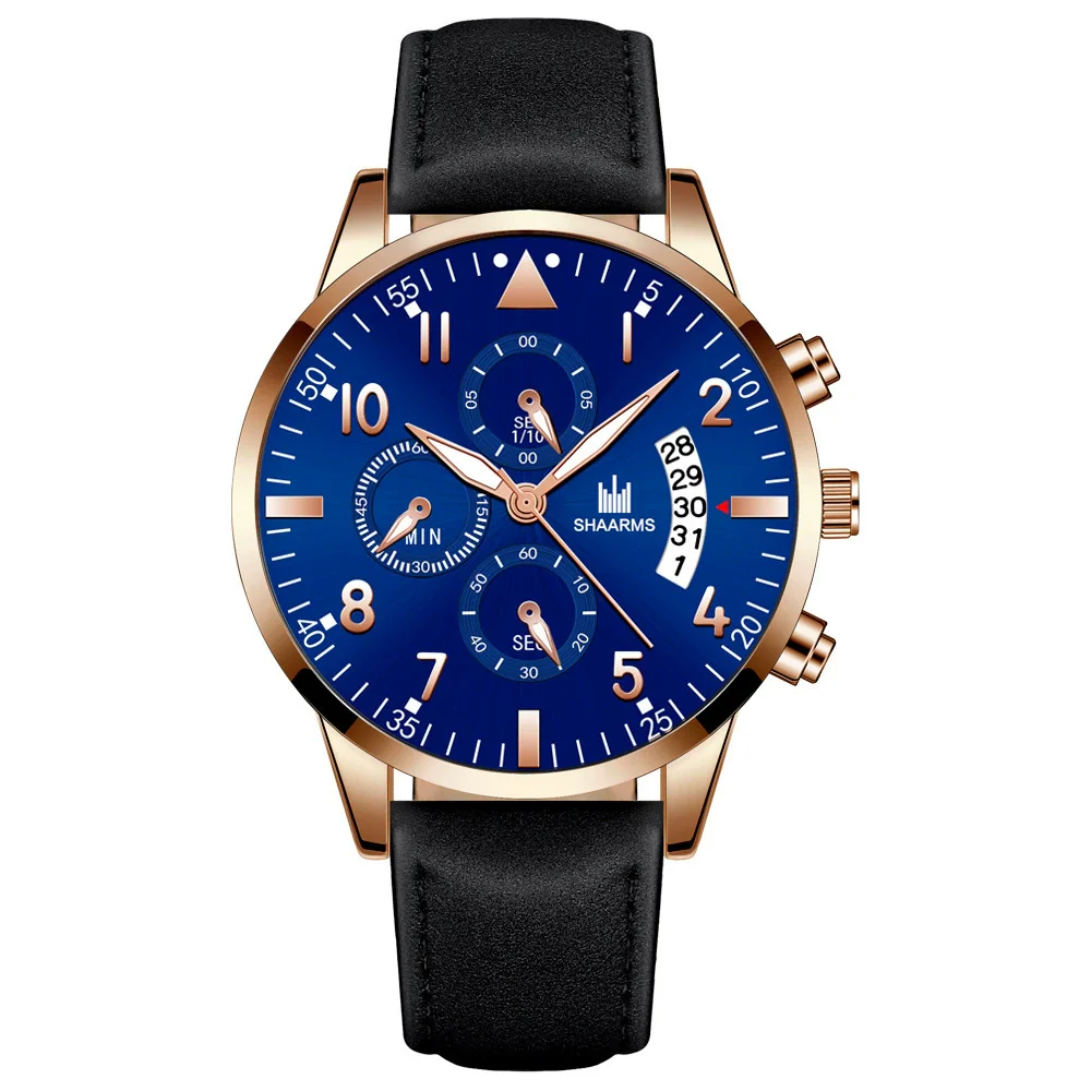 Men's Alloy Case Imitation Leather Strap Business Casual Quartz Watch With Round Dial - Image 8