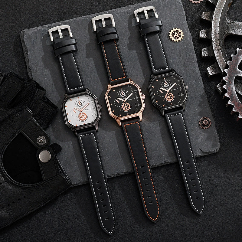 Men's Alloy Case Pu Strap Square Dial Casual Watch - Image 4