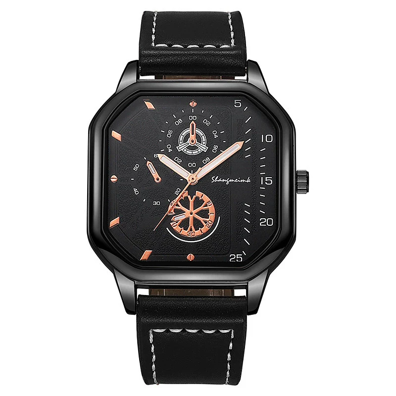 Men's Alloy Case Pu Strap Square Dial Casual Watch - Image 7