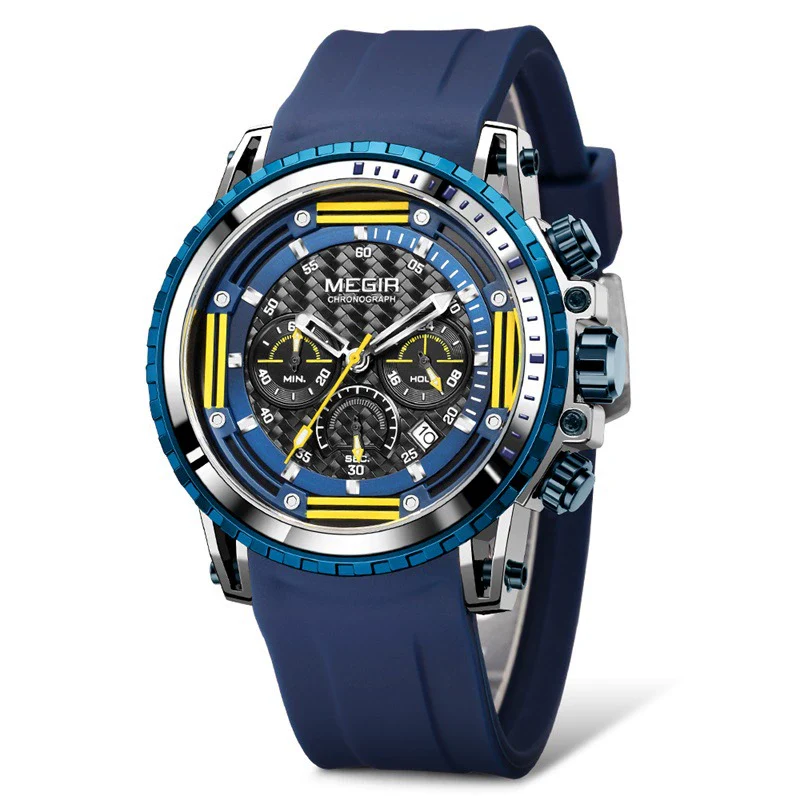 Men's Alloy Case Silicone Strap Round Dial Luminous Waterproof Chronograph Quartz Sports Watch With Printed Logo - Image 4