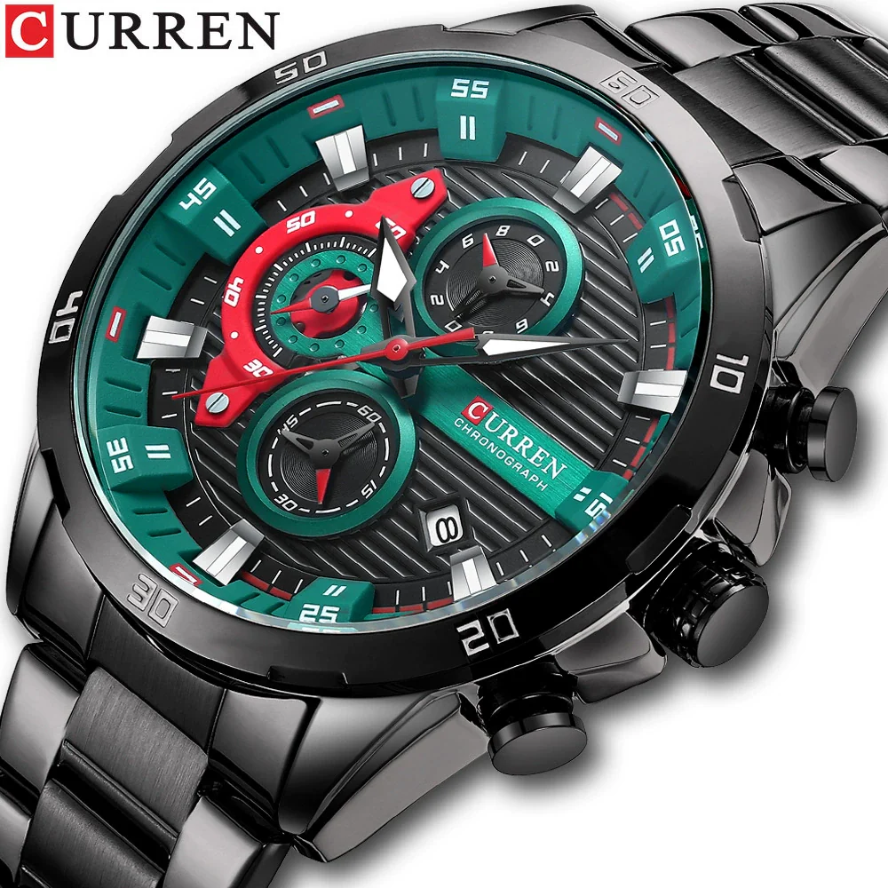 Men's Alloy Case Stainless Steel Band Round Dial Quartz Business Watch - Image 2