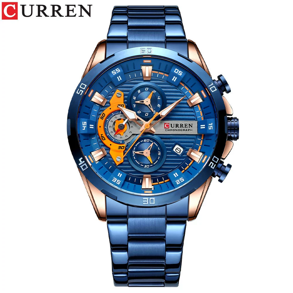 Men's Alloy Case Stainless Steel Band Round Dial Quartz Business Watch - Image 6