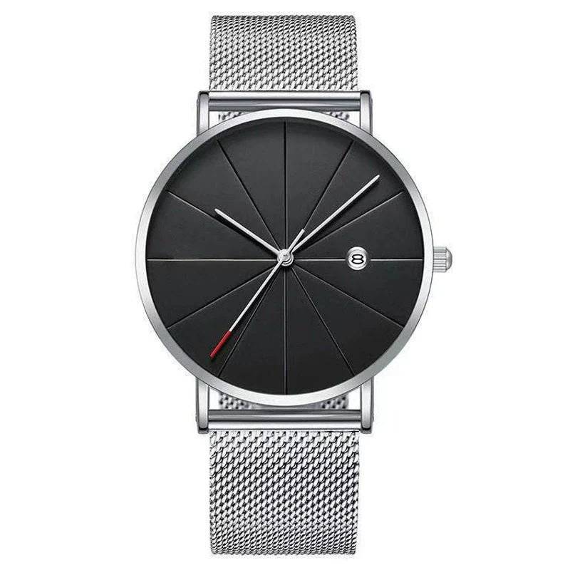 Men's Alloy Case Stainless Steel Strap Pin Buckle Round Dial Leisure Quartz Watch