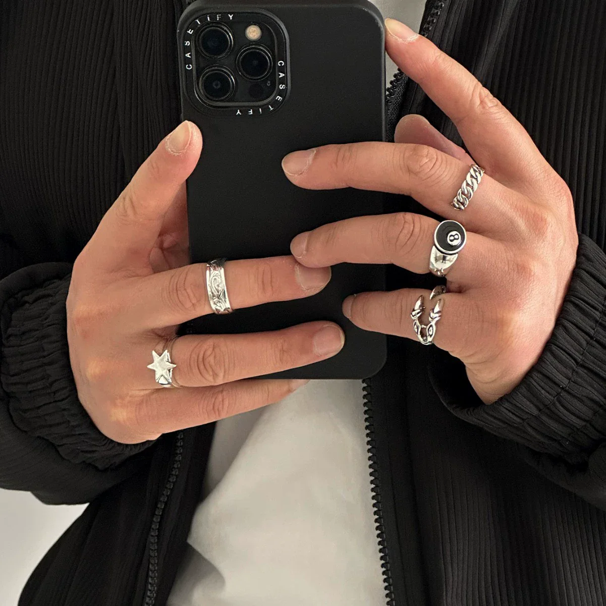 Men's Alloy Geometric Eagle Claw Chain Ring Jewelry With Electroplating Hip Hop Style - Image 3