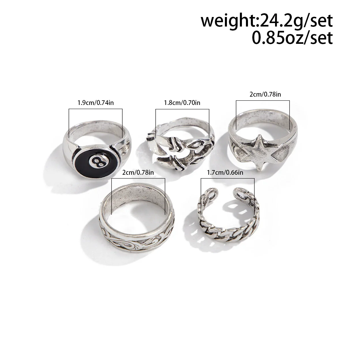 Men's Alloy Geometric Eagle Claw Chain Ring Jewelry With Electroplating Hip Hop Style - Image 6