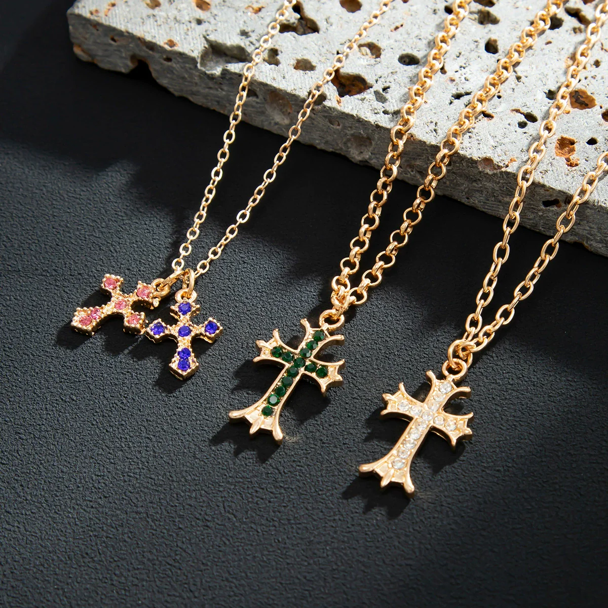Men's Alloy Geometric Handmade Cross Hiphop Niche Stacked Clavicle Chain Jewelry - Image 4