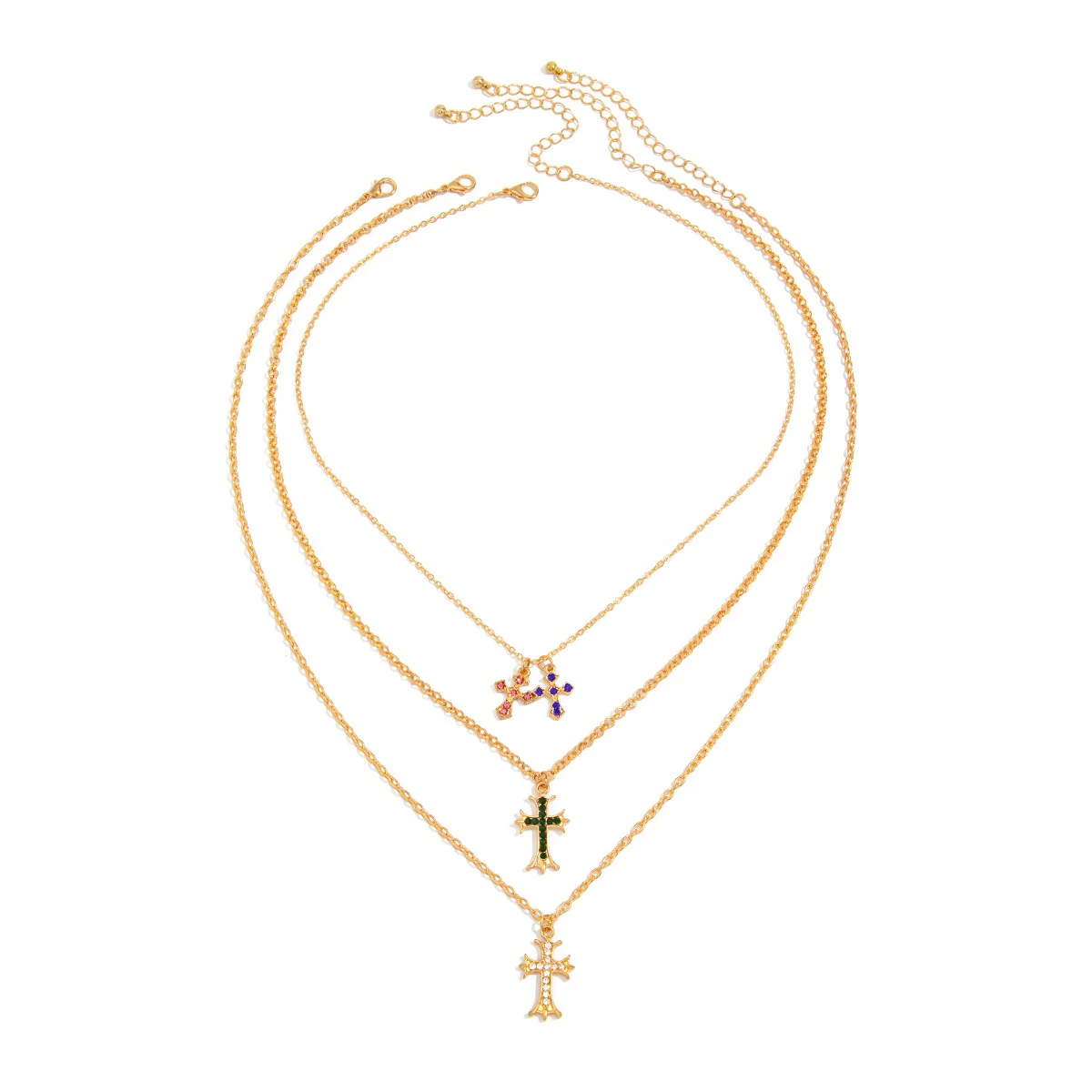 Men's Alloy Geometric Handmade Cross Hiphop Niche Stacked Clavicle Chain Jewelry - Image 5