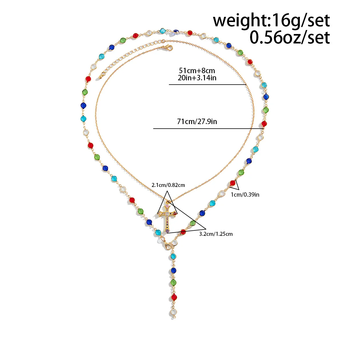 Men's Alloy Geometric Handmade Crystal Cross Pendant Necklace - Image 6