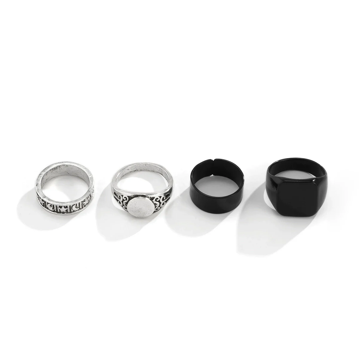 Men's Alloy Geometric Irregular Ring Set Electroplated Cold Style Punk Tail Ring - Image 5