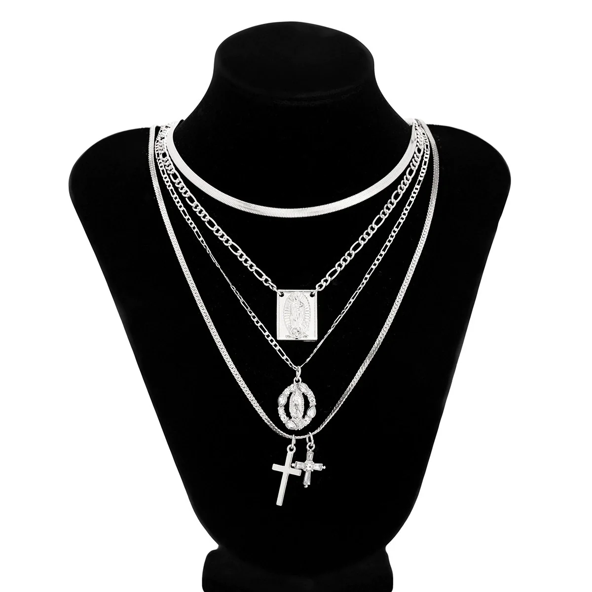 Men's Alloy Geometric Pendant Necklace Handmade Snake Bone Chain - Image 7