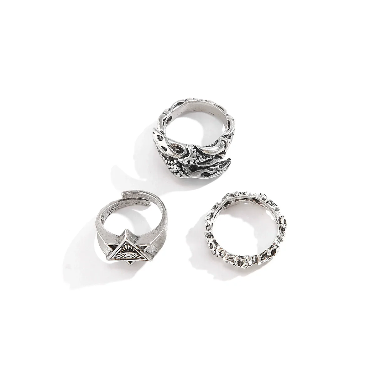 Men's Alloy Geometric Retro Sixpointed Star Ring And Bracelet With Electroplating - Image 5