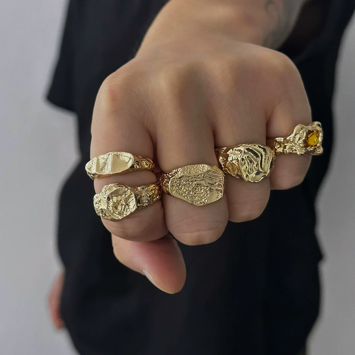 Men's Alloy Geometric Style Electroplated Ring Jewelry - Image 3