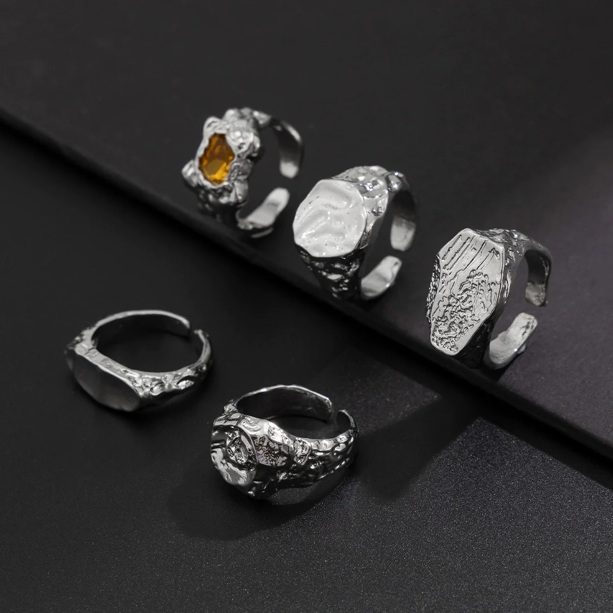 Men's Alloy Geometric Style Electroplated Ring Jewelry - Image 4