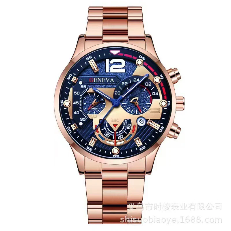 Men's Alloy Iron Stainless Steel Sports Leisure Round Dial Quartz Watch With Luminous Pointer And Calendar - Image 6
