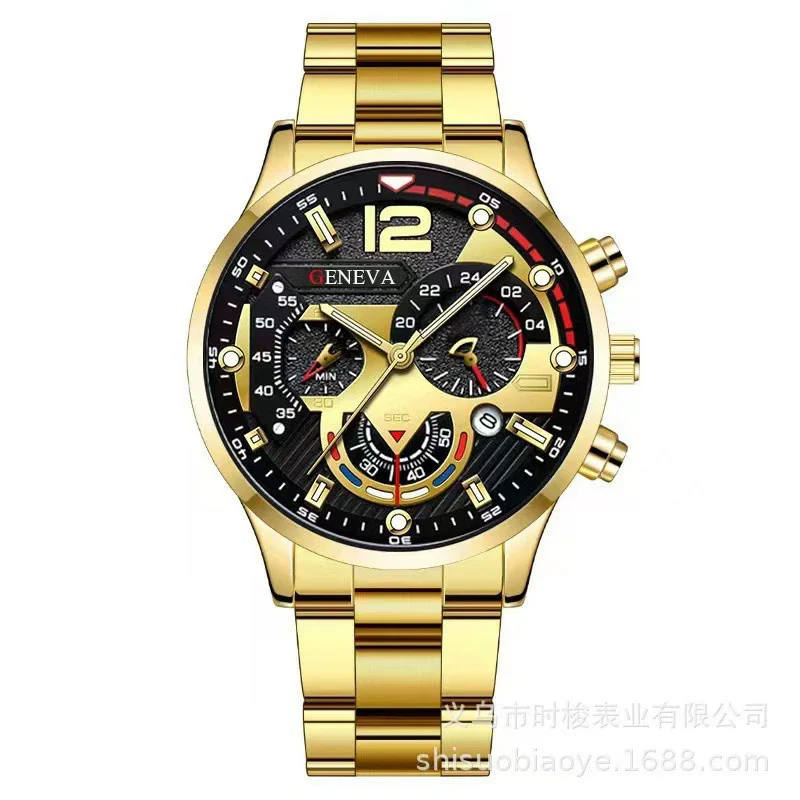 Men's Alloy Iron Stainless Steel Sports Leisure Round Dial Quartz Watch With Luminous Pointer And Calendar - Image 9