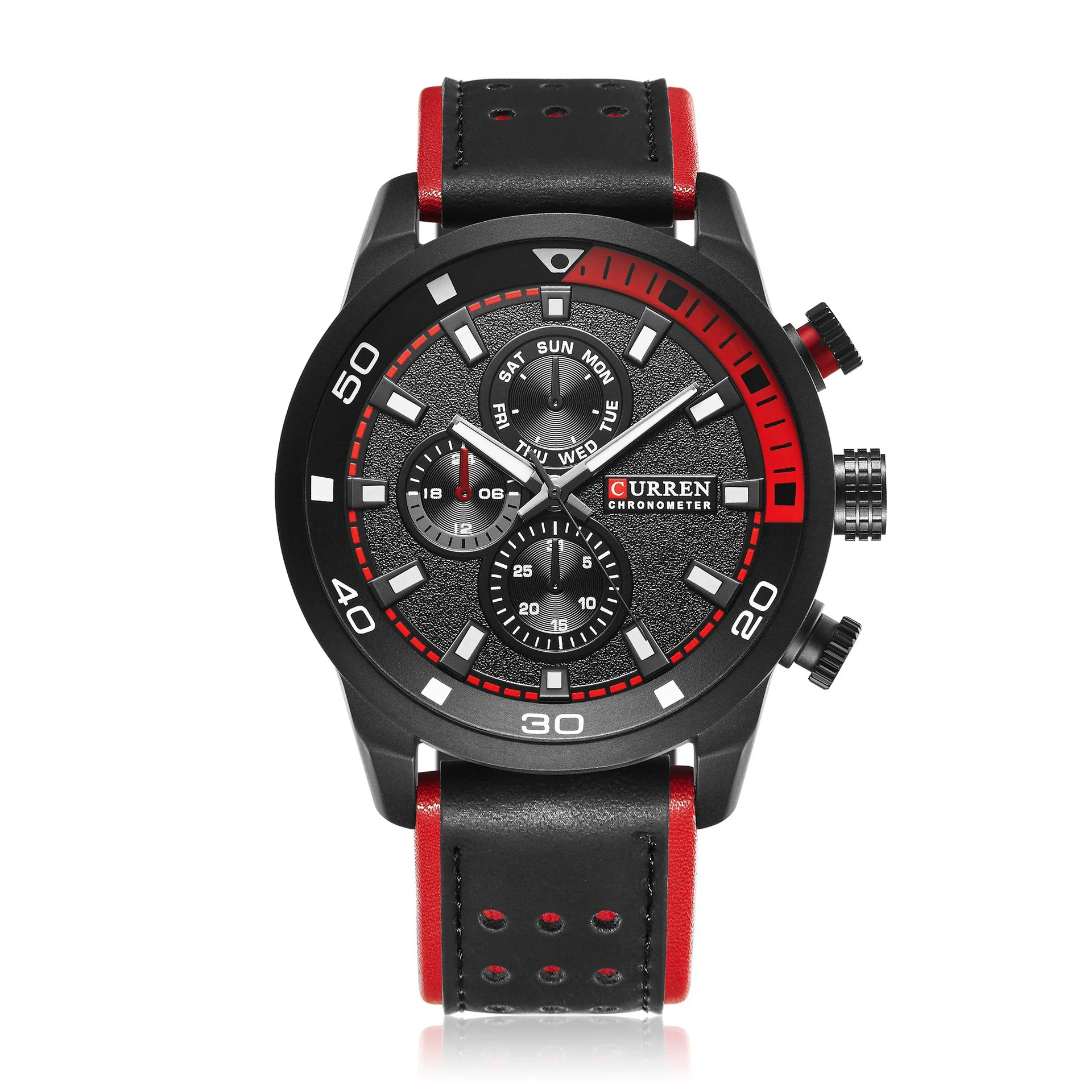 Men's Alloy Leather Quartz Sports Casual Watch With Round Dial Titanium Metal Clasp And Quartz Glass Mirror - Image 3