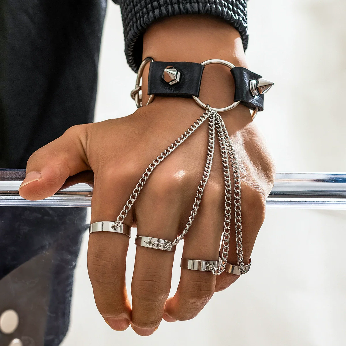 Men's Alloy Leather Rivet Handmade Bracelet