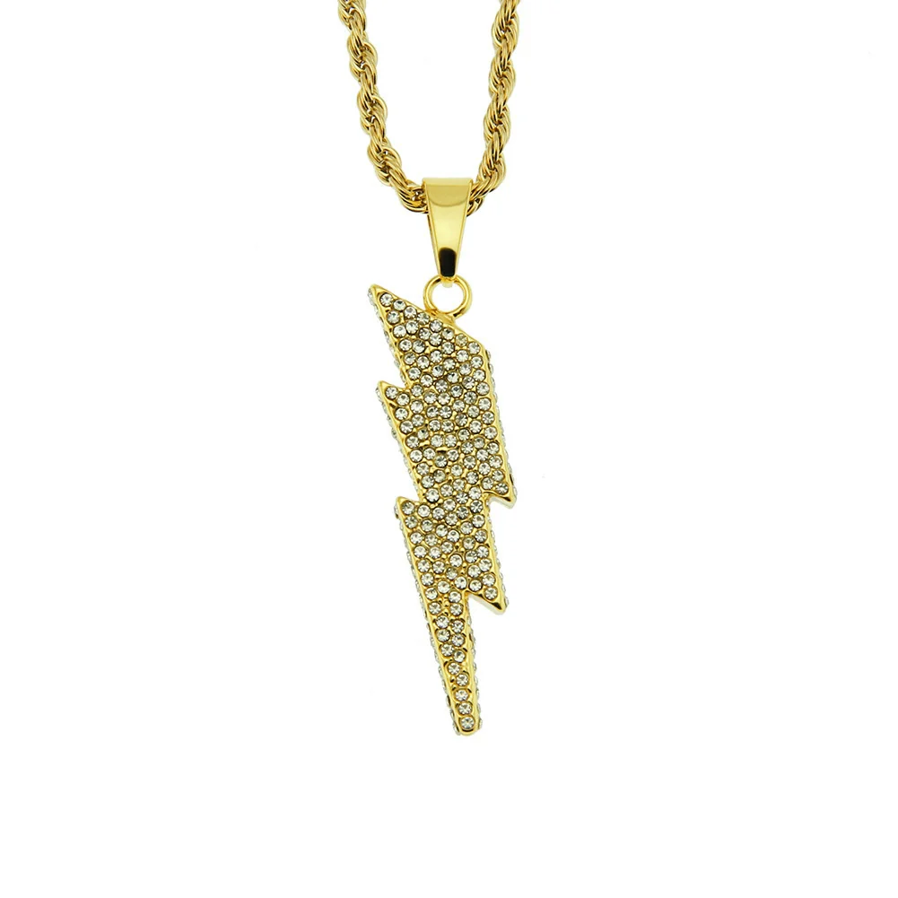 Men's Alloy Pendant Necklace With Diamond And Geometric Design Twist Chain
