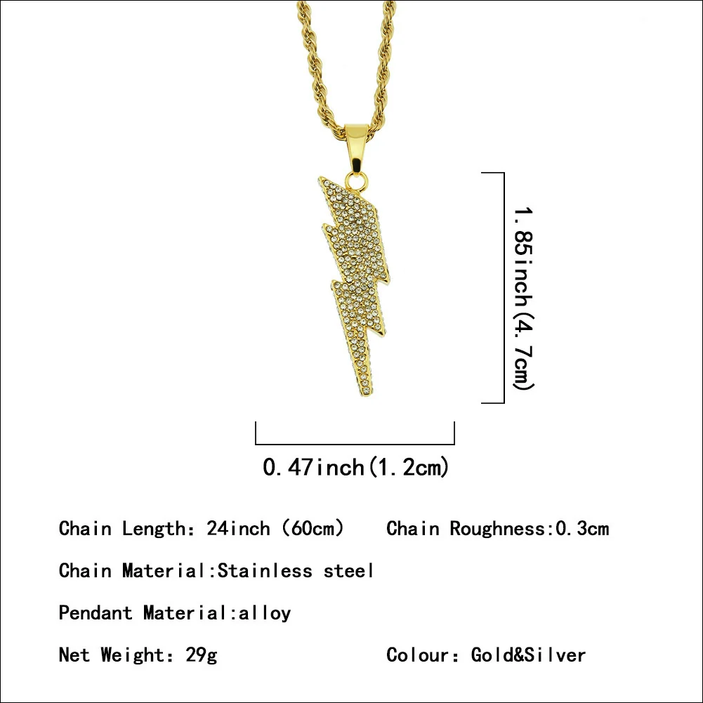 Men's Alloy Pendant Necklace With Diamond And Geometric Design Twist Chain - Image 2