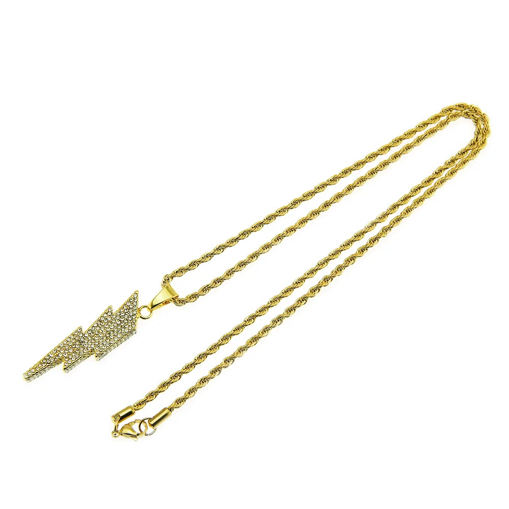 Men's Alloy Pendant Necklace With Diamond And Geometric Design Twist Chain - Image 5