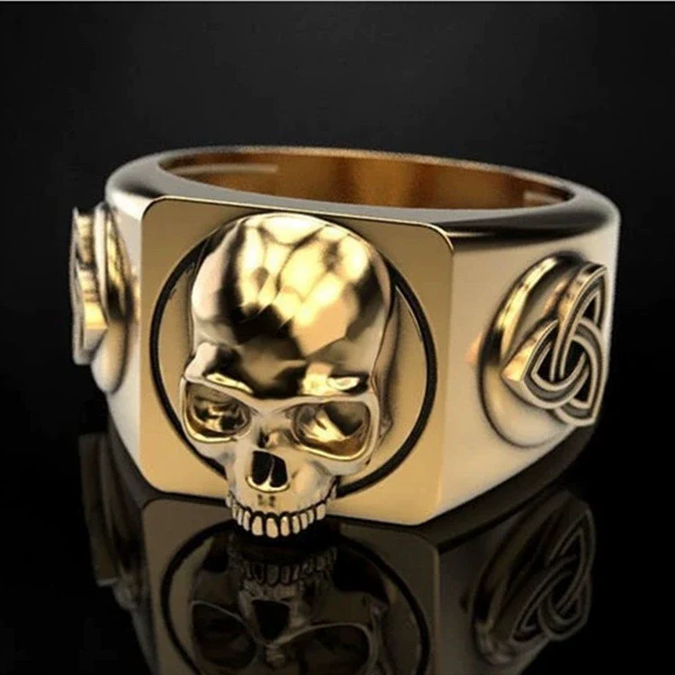 Men's Alloy Punk Style Geometric Skull Ring Electroplated - Image 3