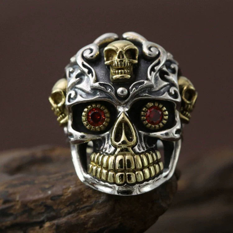 Men's Alloy Punk Style Geometric Skull Ring Electroplated - Image 4