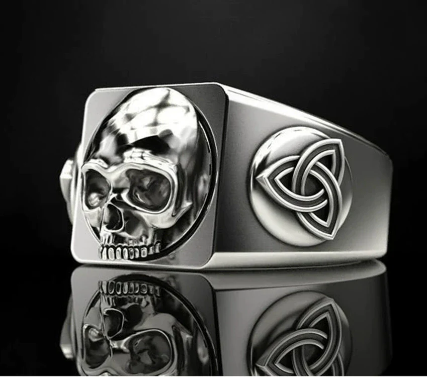 Men's Alloy Punk Style Geometric Skull Ring Electroplated - Image 6