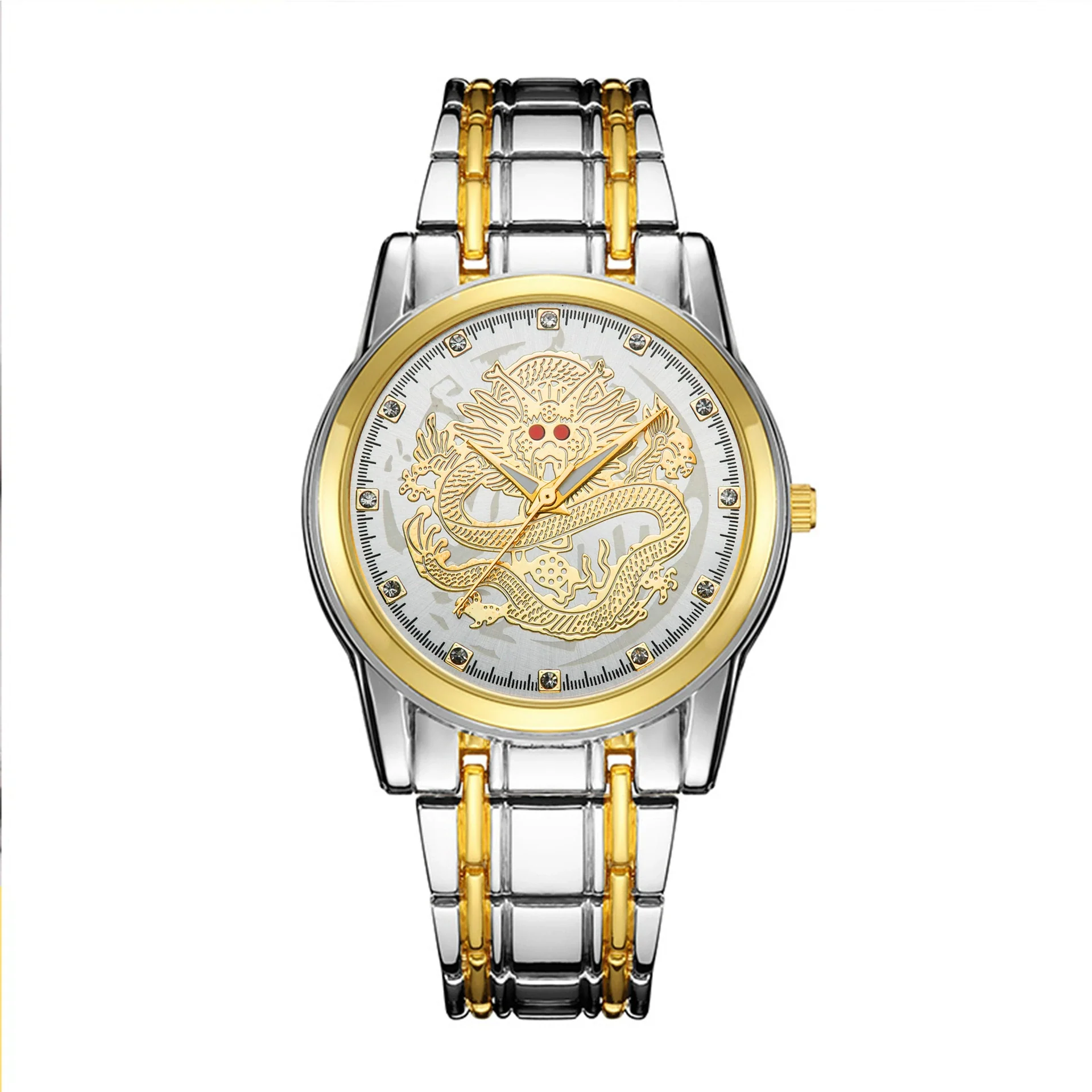 Men's Alloy Quartz Watch With Dragon Design Waterproof Mineral Strengthened Glass Mirror Single Folding Buckle Fashion Style - Image 9