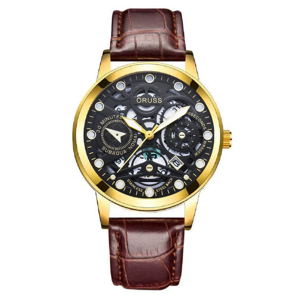 Men's Alloy Quartz Watch With Mineral Reinforced Glass Mirror Round Dial Business Style Waterproof Luminous Hollow Casual - Image 4