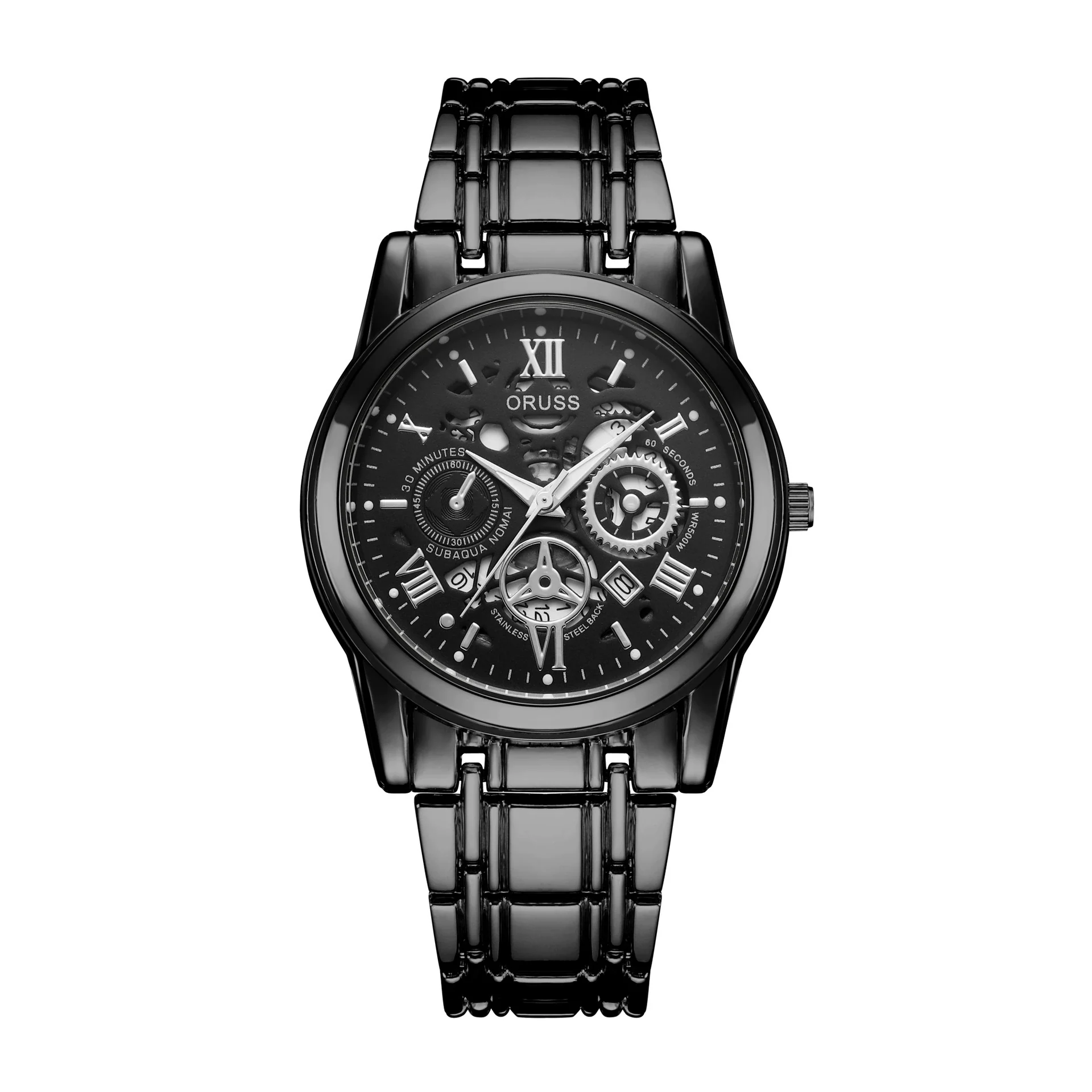 Men's Alloy Watch With Waterproof Luminous Hollow Design And Round Dial