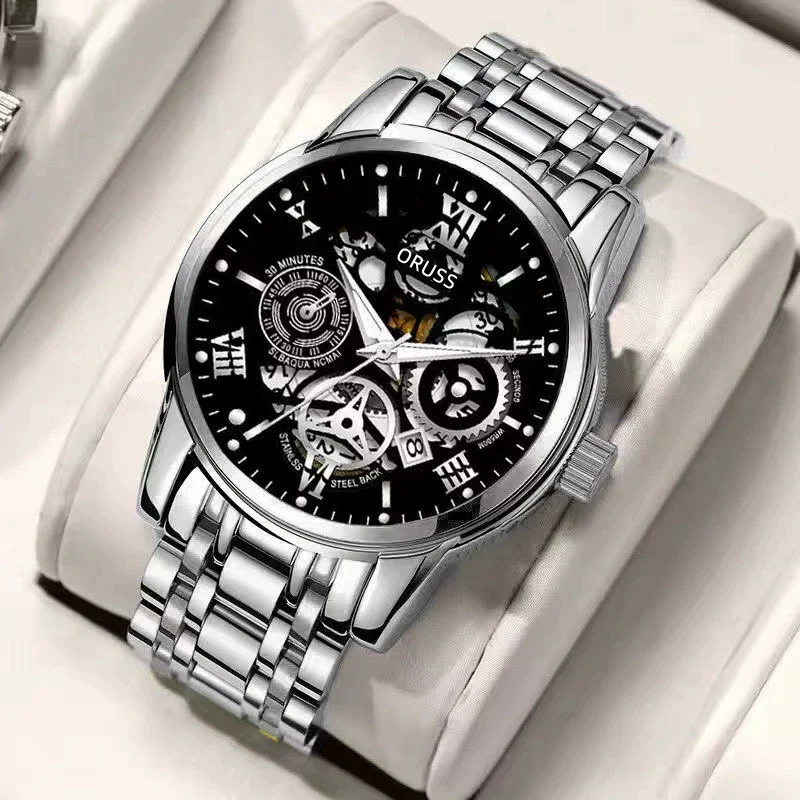 Men's Alloy Watch With Waterproof Luminous Hollow Design And Round Dial - Image 2
