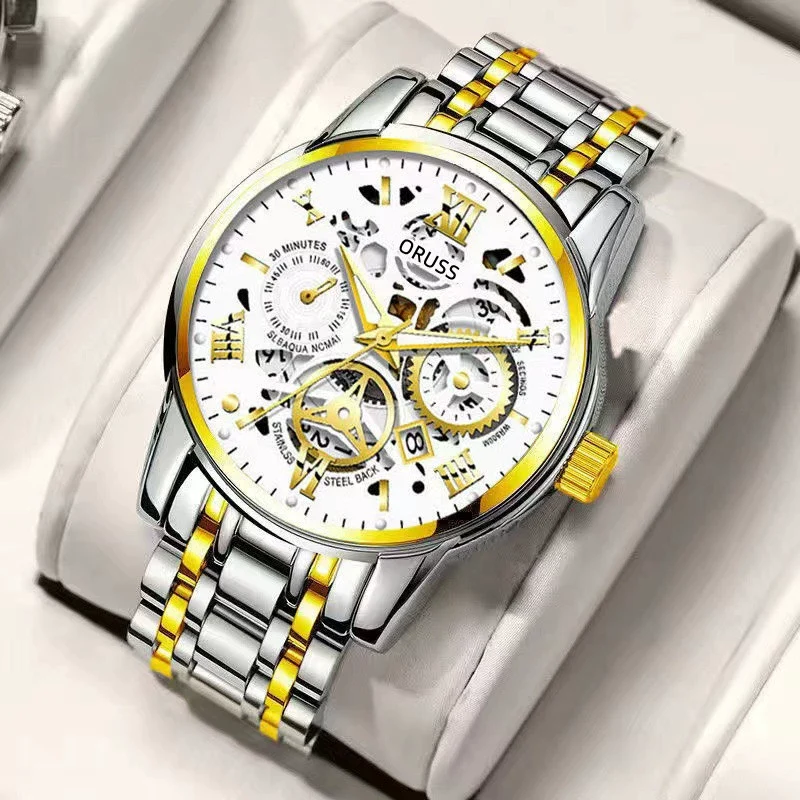 Men's Alloy Watch With Waterproof Luminous Hollow Design And Round Dial - Image 3