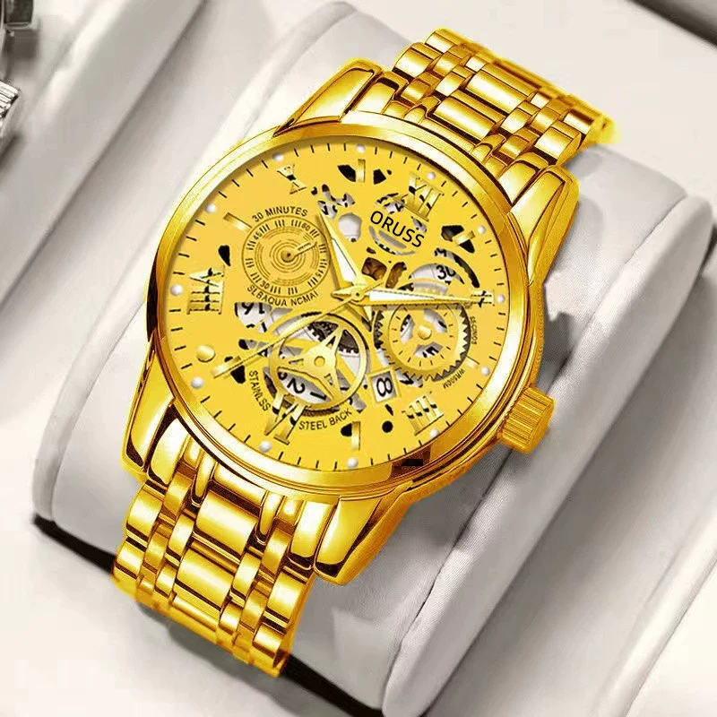 Men's Alloy Watch With Waterproof Luminous Hollow Design And Round Dial - Image 4