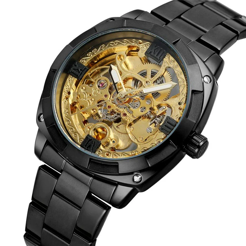Men's Automatic Mechanical Square Dial Metal Case Stainless Steel Belt Casual Watch - Image 5