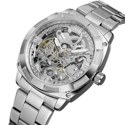 Men's Automatic Mechanical Square Dial Metal Case Stainless Steel Belt Casual Watch - Image 8
