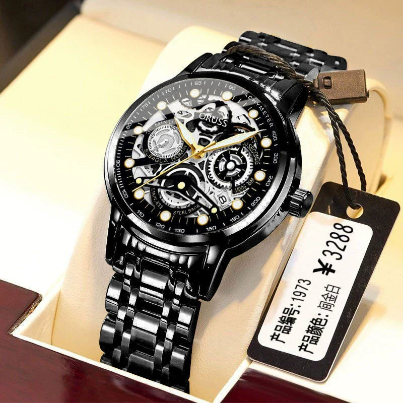 Men's Automatic Movement Watch Alloy Case And Strap Mineral Strengthened Glass Mirror Round Dial Leisure Style Luminous Waterproof - Image 11