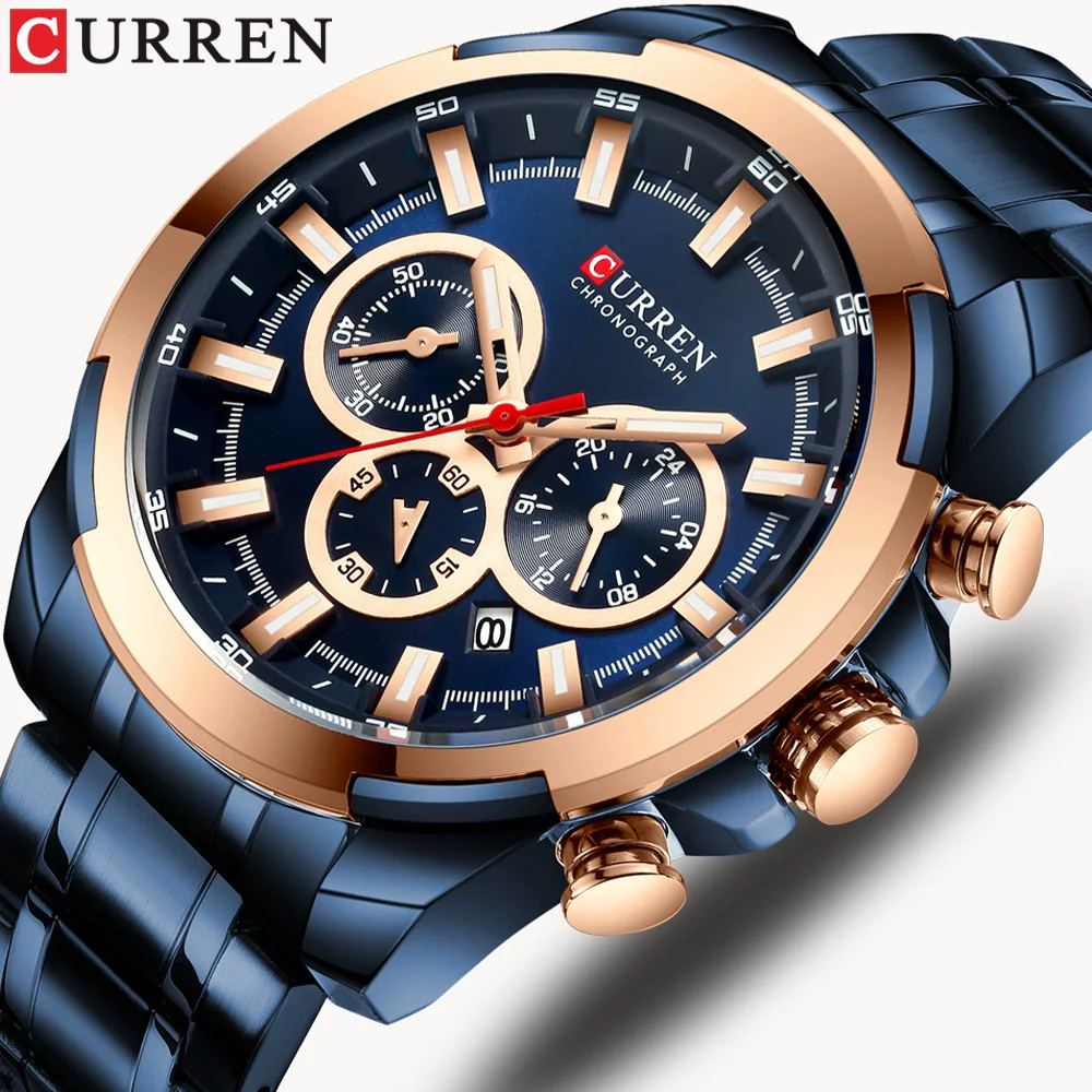 Men's Business Alloy Case Stainless Steel Strap Waterproof Quartz Multi Function Calendar Round Dial Watch - Image 2