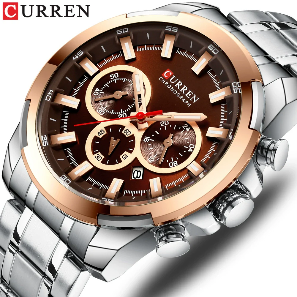 Men's Business Alloy Case Stainless Steel Strap Waterproof Quartz Multi Function Calendar Round Dial Watch - Image 4
