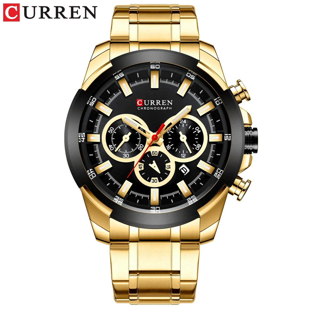 Men's Business Alloy Case Stainless Steel Strap Waterproof Quartz Multi Function Calendar Round Dial Watch - Image 6