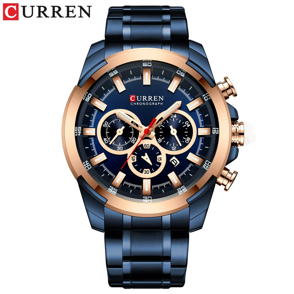 Men's Business Alloy Case Stainless Steel Strap Waterproof Quartz Multi Function Calendar Round Dial Watch - Image 7