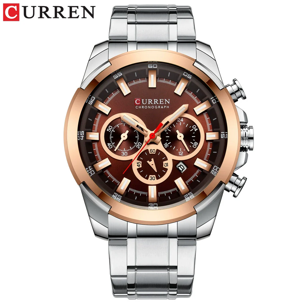 Men's Business Alloy Case Stainless Steel Strap Waterproof Quartz Multi Function Calendar Round Dial Watch - Image 9