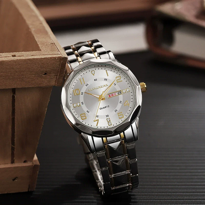 Men's Business Alloy Quartz Watch With Round Dial Waterproof Luminous - Image 3