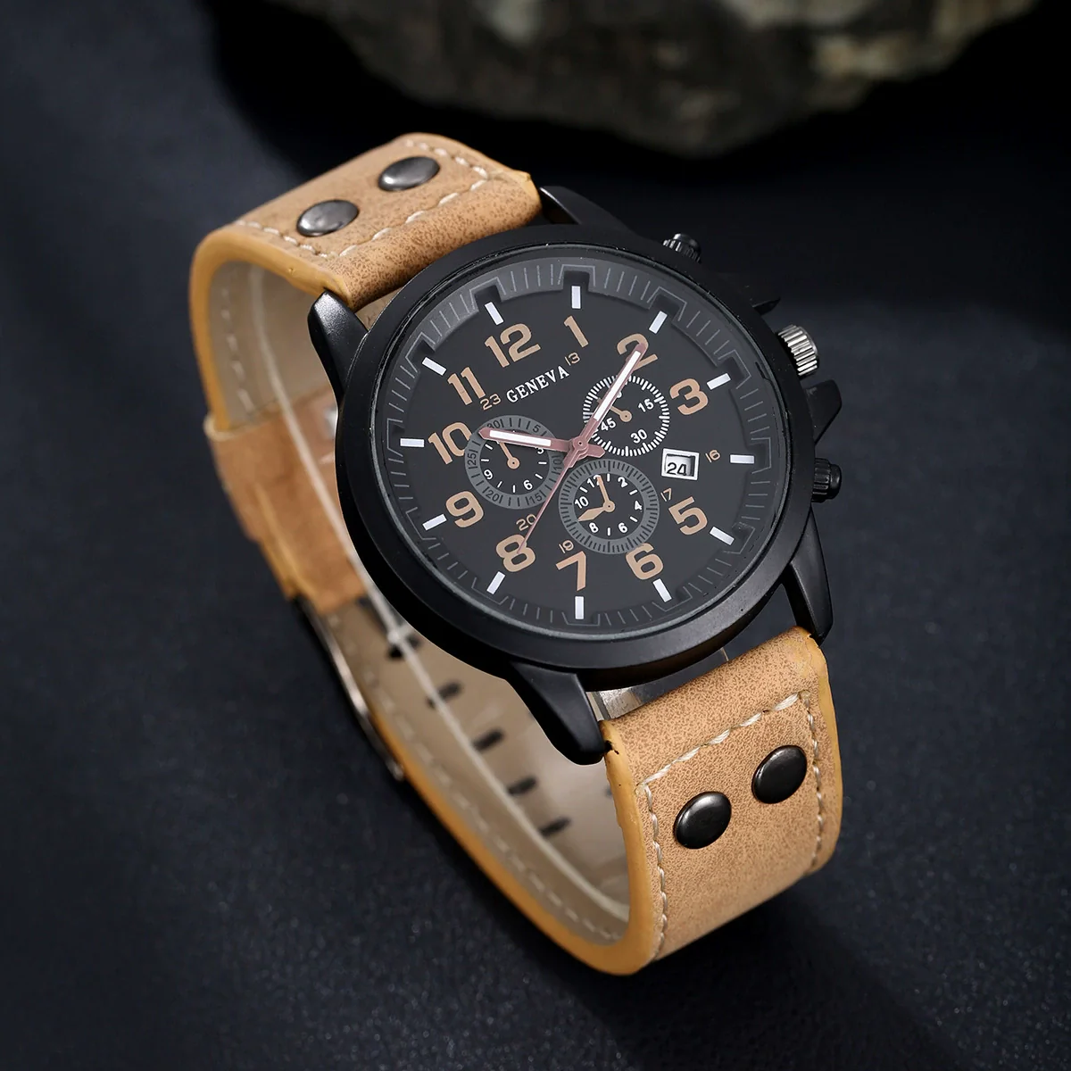 Men's Business Casual Watch With Alloy Case Imitation Leather Strap And Round Dial - Image 12