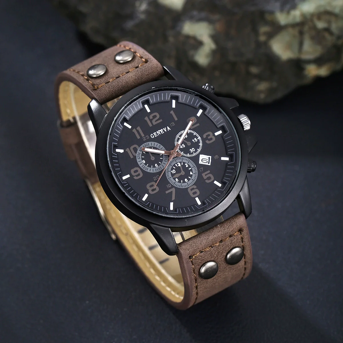 Men's Business Casual Watch With Alloy Case Imitation Leather Strap And Round Dial - Image 13