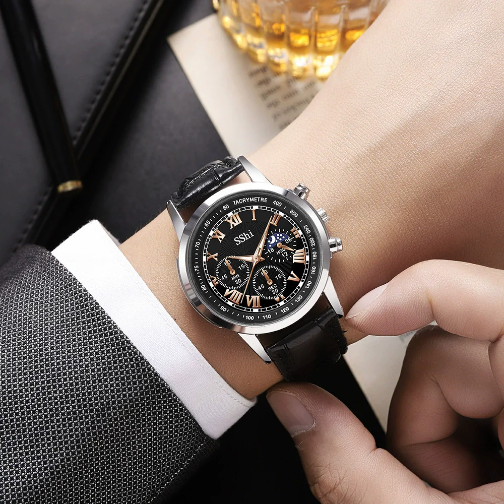 Men's Business Quartz Wrist Watch Alloy Case And Strap Round Dial Titanium Metal Clasp - Image 2