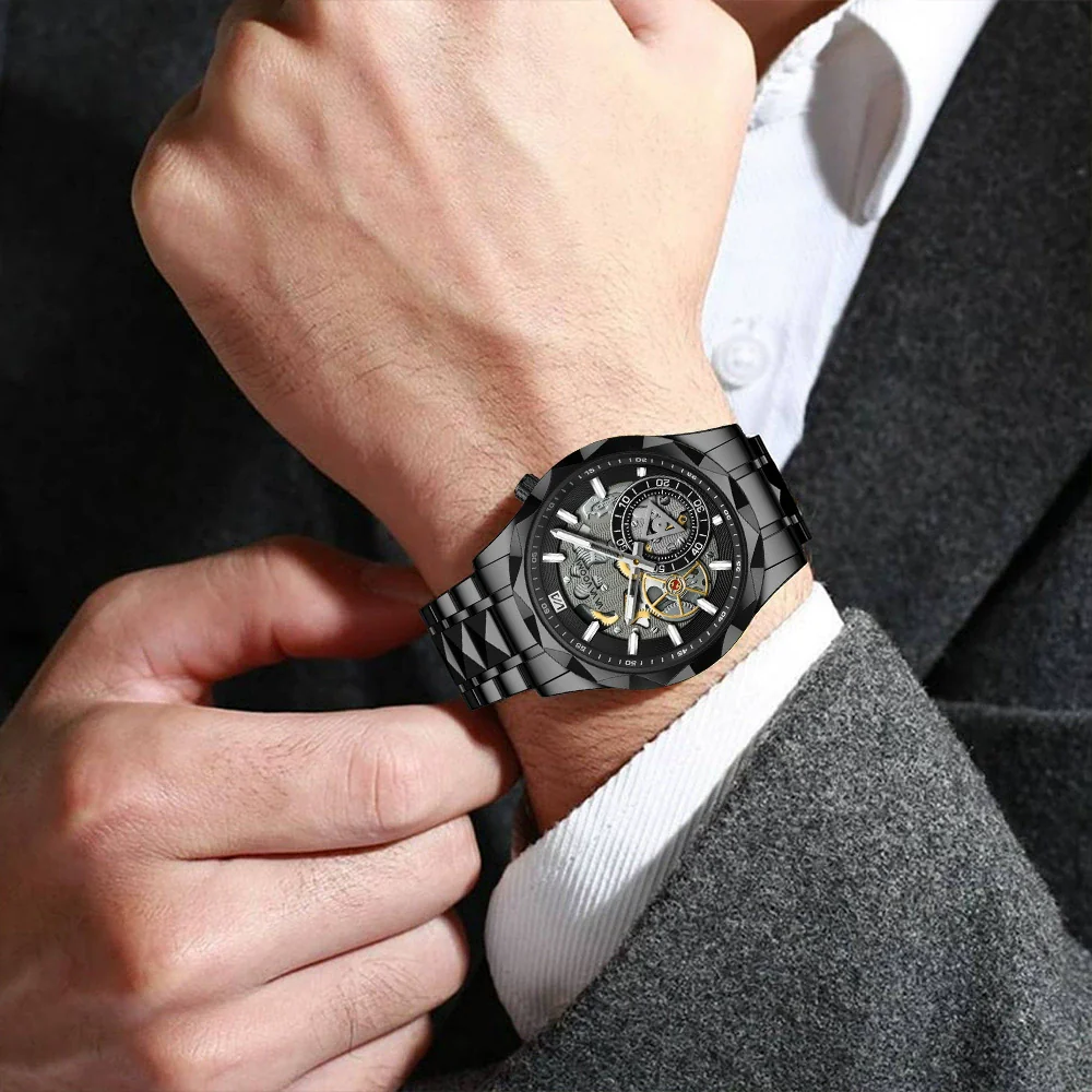 Men's Business Simple Stainless Steel Band Quartz Waterproof Round Dial Watch - Image 4
